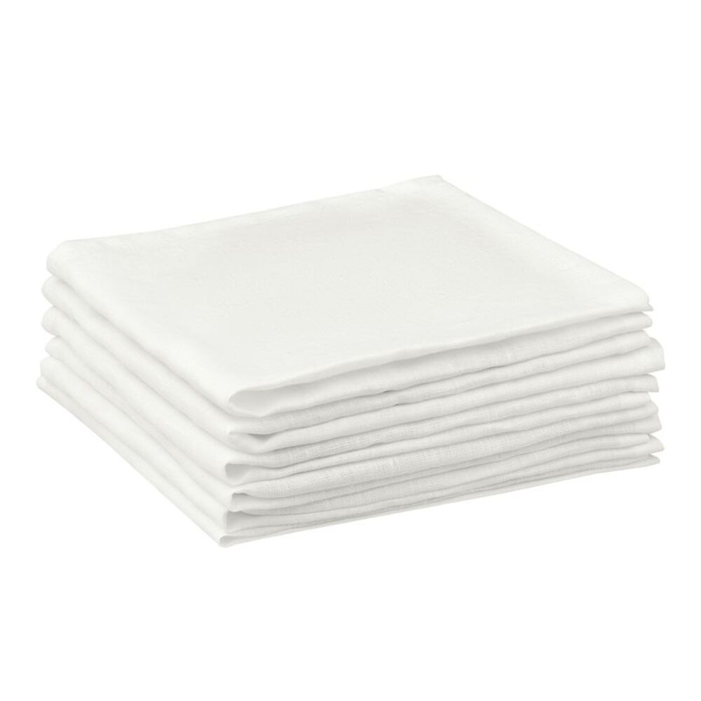 6 Pack Linen Napkins for Party Wedding Dinner Banquet 14x14 Inch White
